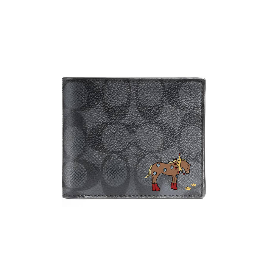 COACH COACH 3 IN 1 Wallet Coated Canvas Wallet Men's Black