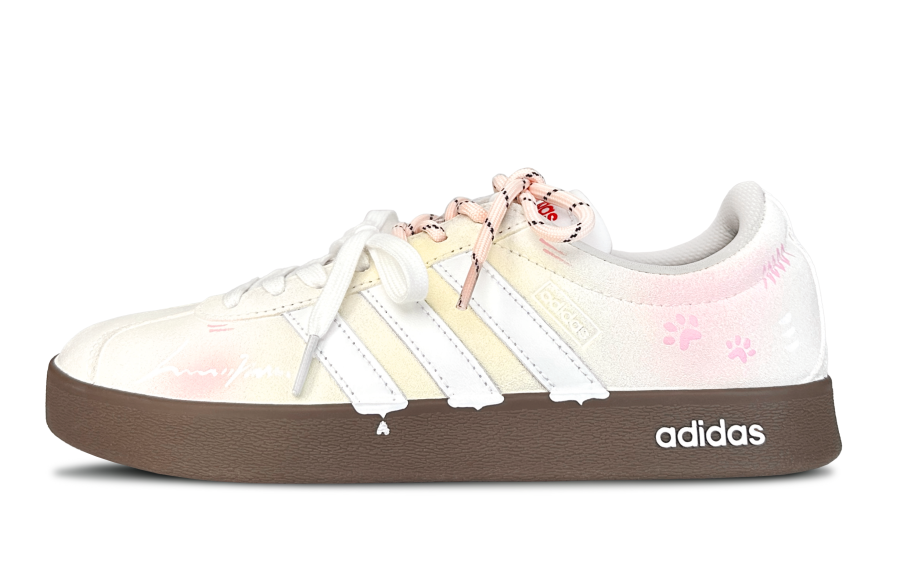 Adidas Adidas Vl Court Classic Peach Meow Abrasion Resistant Slip Resistant Low top Skateboard Shoes Unisex Peach Pink