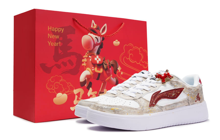 Li-Ning Li Ning Floating Boat Slip Resistant Abrasion Resistant Low top Skateboard Shoes Men's Red White