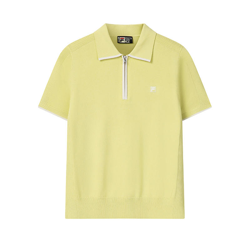 FILA WHITE Knitwear Women's Light Turquoise Green Polo Collar Moderate