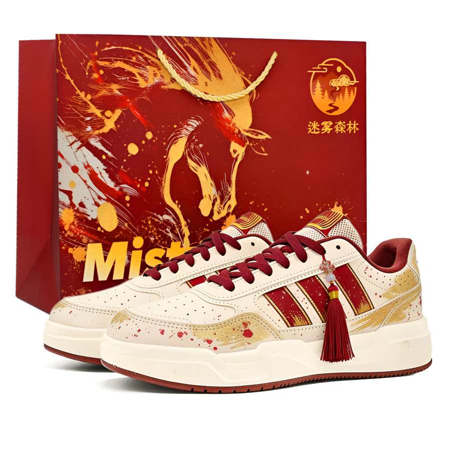 Adidas Adidas LITE BALLER Red Gold Flowing, New Year Shopping Bag Low top Skateboard Shoes Unisex White Red