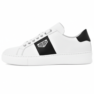 PHILIPP PLEIN Leather Low top Skateboard Shoes Unisex White