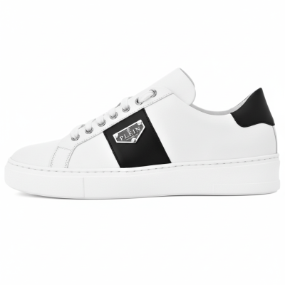 PHILIPP PLEIN Leather Low top Skateboard Shoes Unisex White