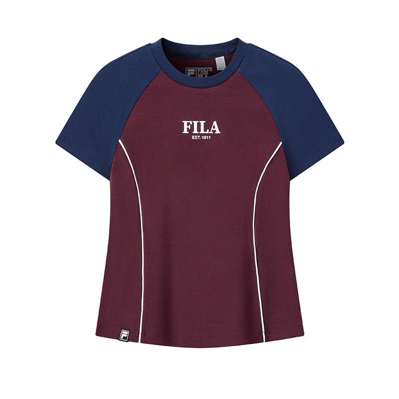 FILA ORIGINALE T Shirts Women's Amethyst Color Crew Neck Moderate Straight Fit