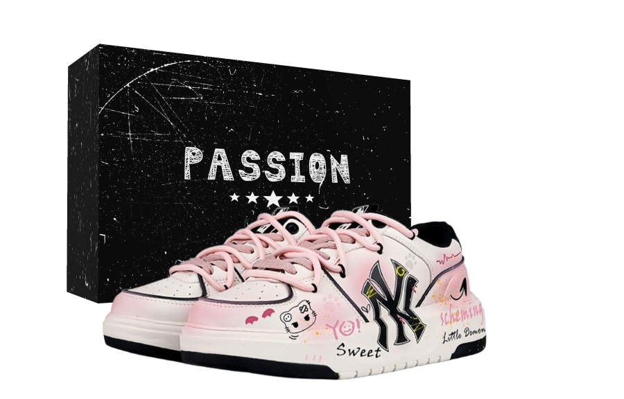 MLB Chunky Liner Heartbeat Pink Undertone Slip Resistant Low top Chunky Sneakers Unisex White Pink