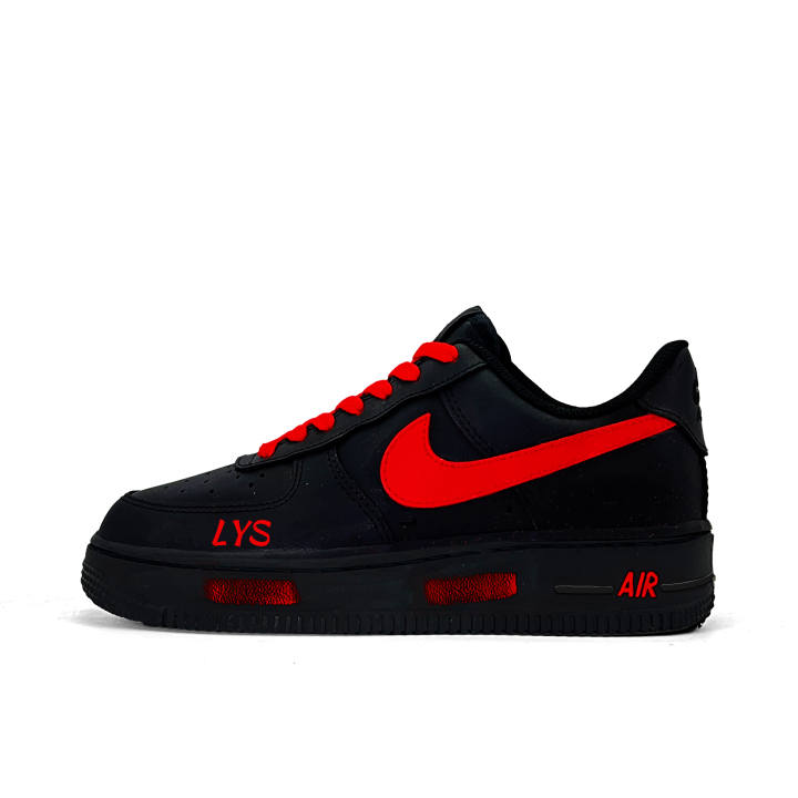Nike Nike Air Force 1 LYS Dark Fire Leather Abrasion Resistant Low top Skateboard Shoes Unisex Black Red