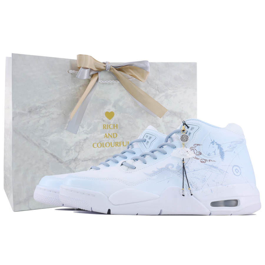 Nike Nike Flight Legacy Abrasion Resistant Mid top Vintage Basketball Shoes Men's White Blue