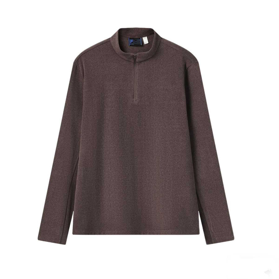 FILA BLUE T Shirts Men's Pepper Umber Stand Collar Moderate