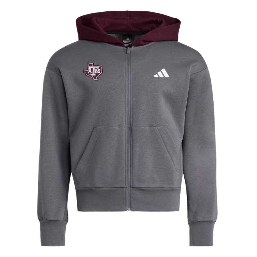 Adidas Adidas Aggies Sweatshirts Men's Team Gray Four/White Hooded Non Detachable Moderate