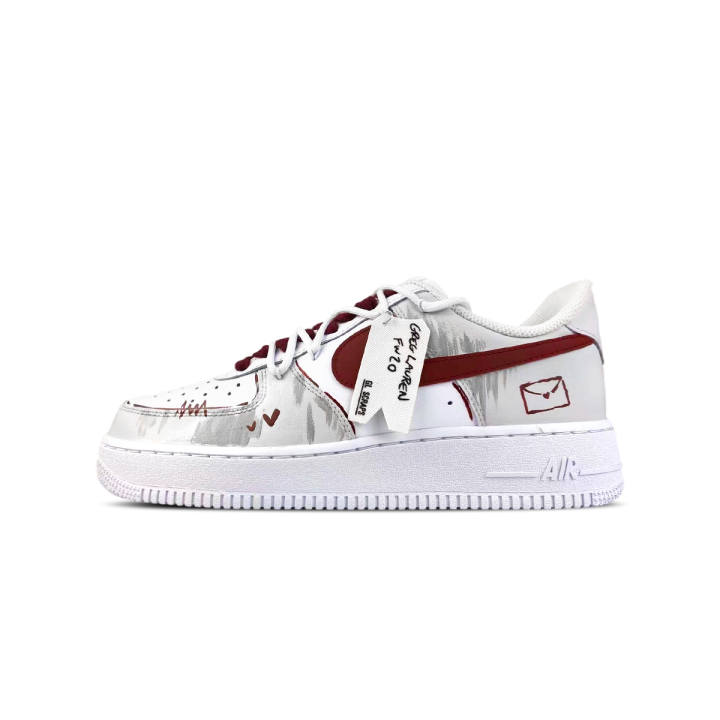 Nike Nike Air Force 1 BNK Blush Letter Low top Skateboard Shoes Unisex White Red