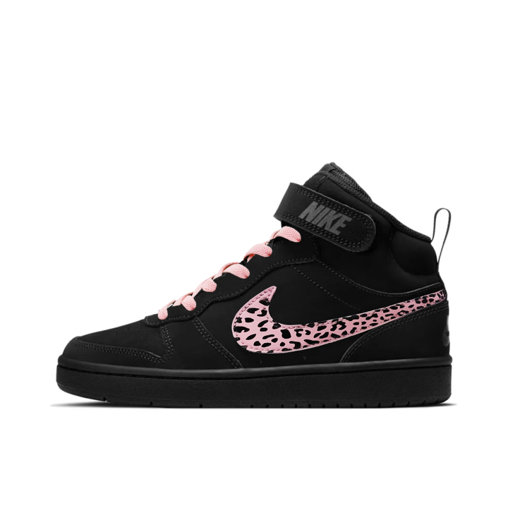 Nike Nike Court Borough Peach Pink Leopard Print Synthetic Leather Lightweight Cushioning Slip Resistant