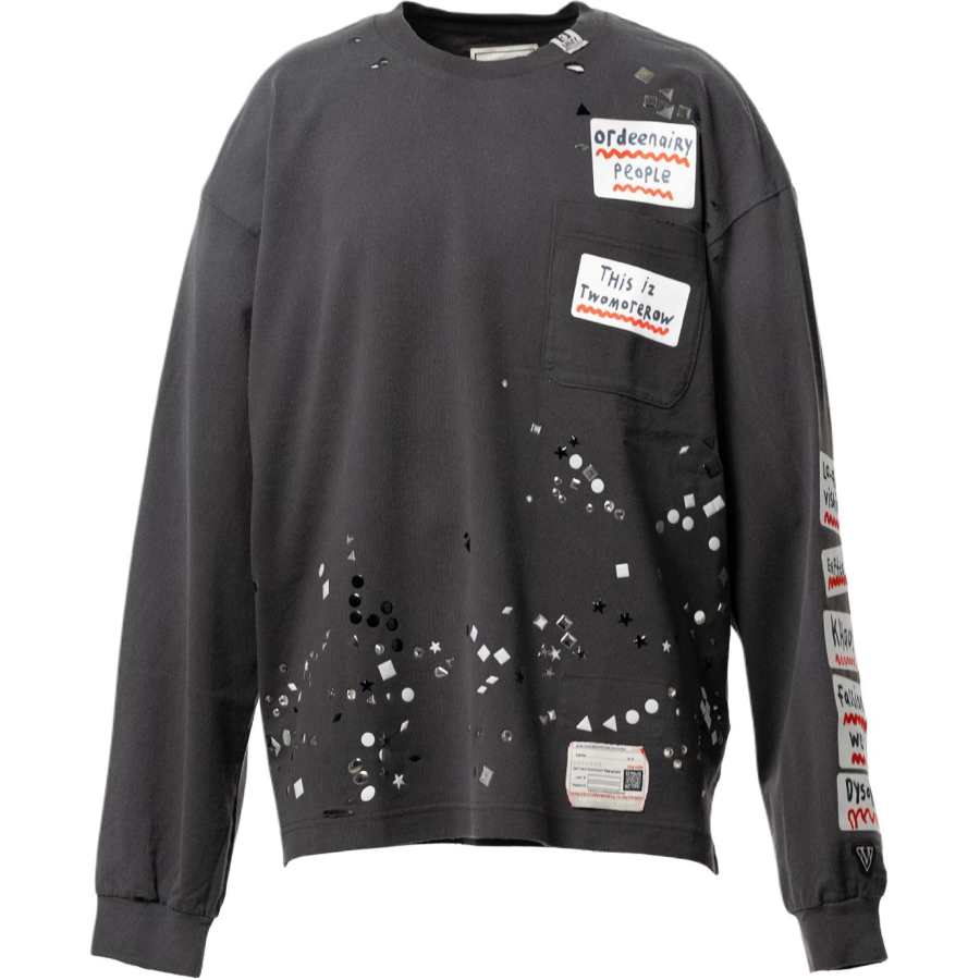 Maison Mihara Yasuhiro SS26 Embellished Sticker Long Sleeve T Shirt T Shirt Men's