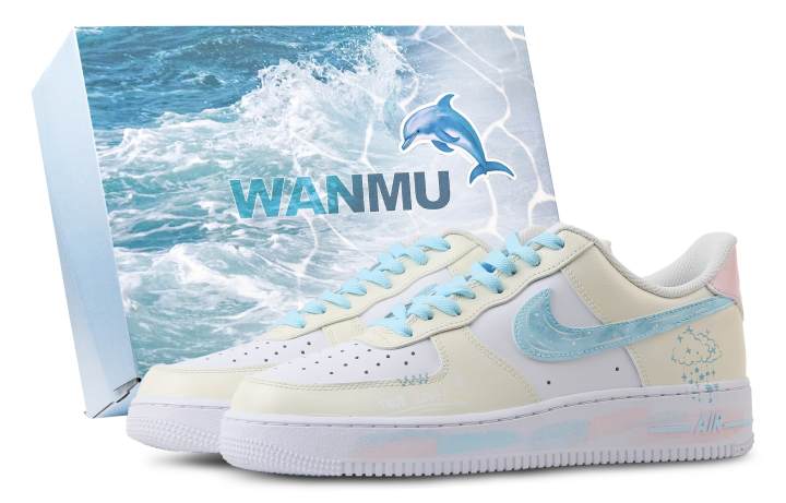 Nike Nike Air Force 1 Cloud Star Blue Balance Abrasion Resistant Low top Skateboard Shoes Men's Yellow Blue