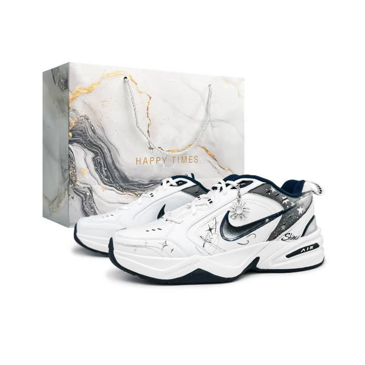 Nike Nike Air Monarch 4 Broken Diamond Galaxy Synthetic Leather Low top Chunky Sneakers Unisex White Gray