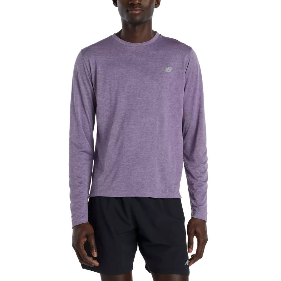 New Balance New Balance ICEX T Shirts Men's Preserved Violet Heather Multicolor & Slate Gray Crew Neck Moderate Straight Fit
