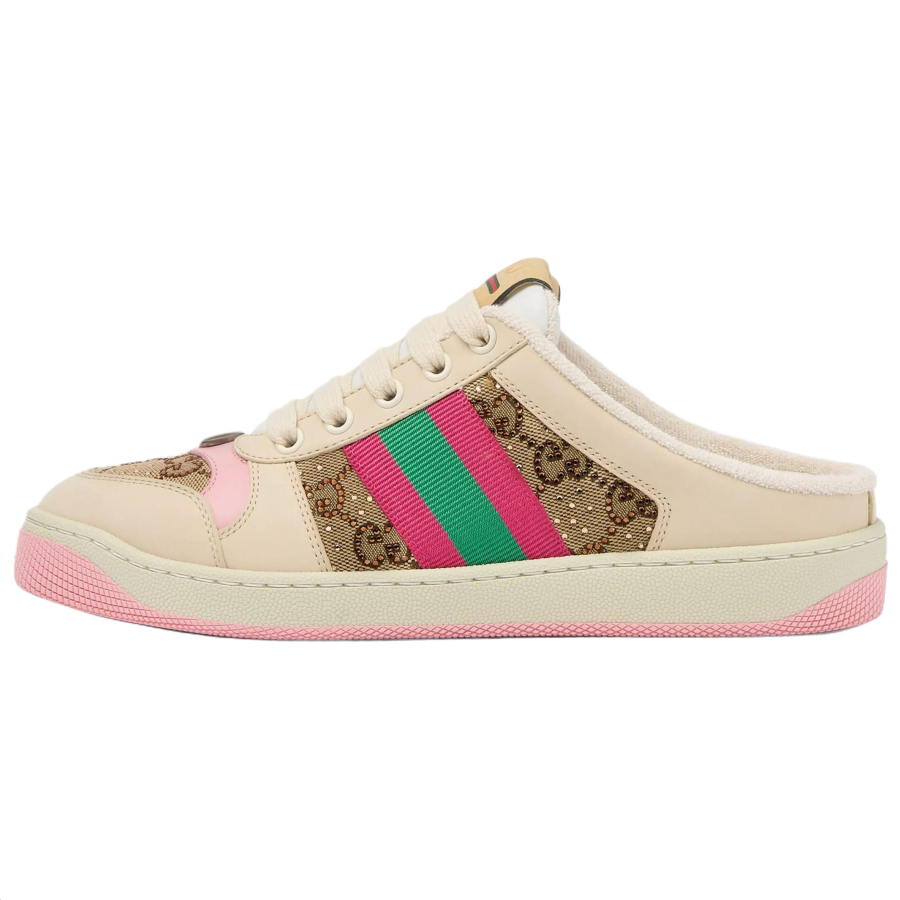 GUCCI Screener Closed Toe Slippers Women's Camel & Dark Brown