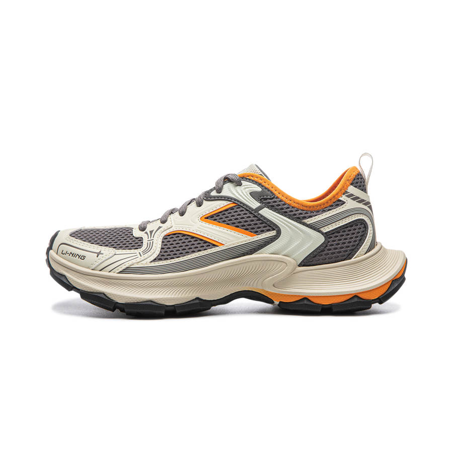 Li-Ning Li Ning Slip Resistant, Abrasion Resistant, Breathable Low top Chunky Sneakers Men's Beige Gray