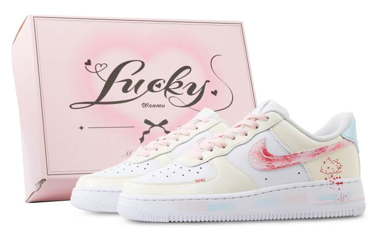 Nike Nike Air Force 1 Cloud Starry Pink Balance Abrasion Resistant Low top Skateboard Shoes Women's Custard