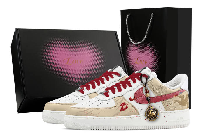Nike Nike Air Force 1 Golden Saddle, Heart Box Breathable Low top Skateboard Shoes Men's Brown White