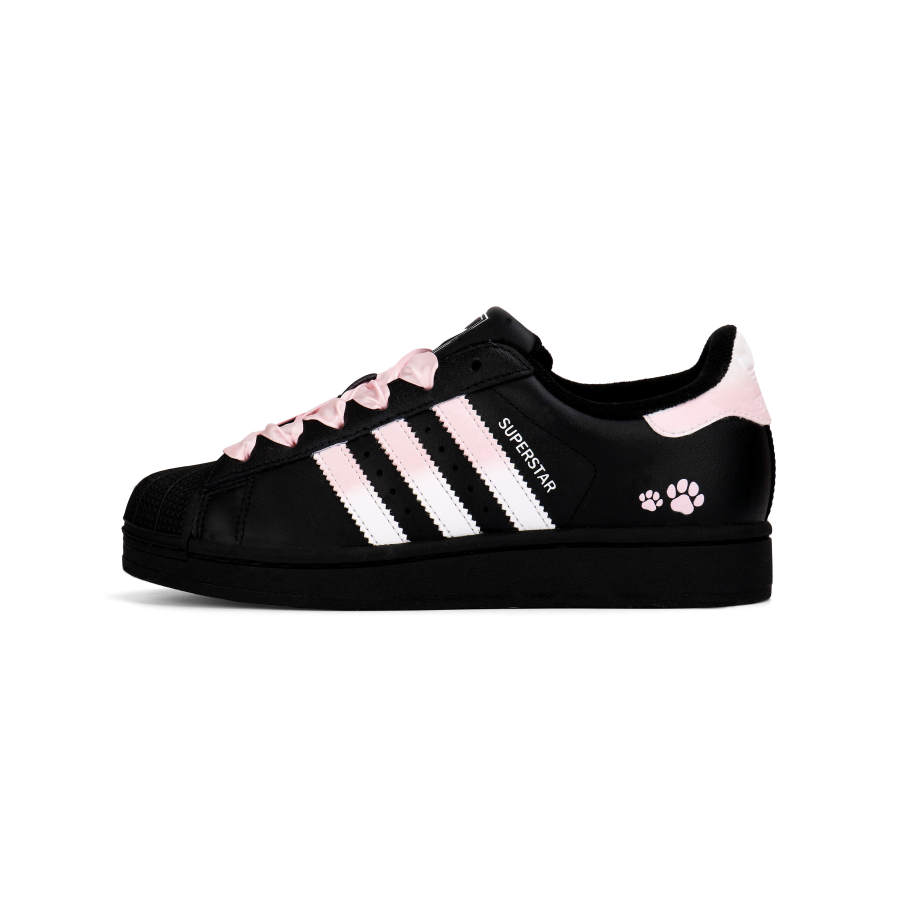Adidas Originals Superstar 2 Pink Black Sweet Star Leather Cushioning Low top Kids' Skateboarding Shoes Pink Unisex