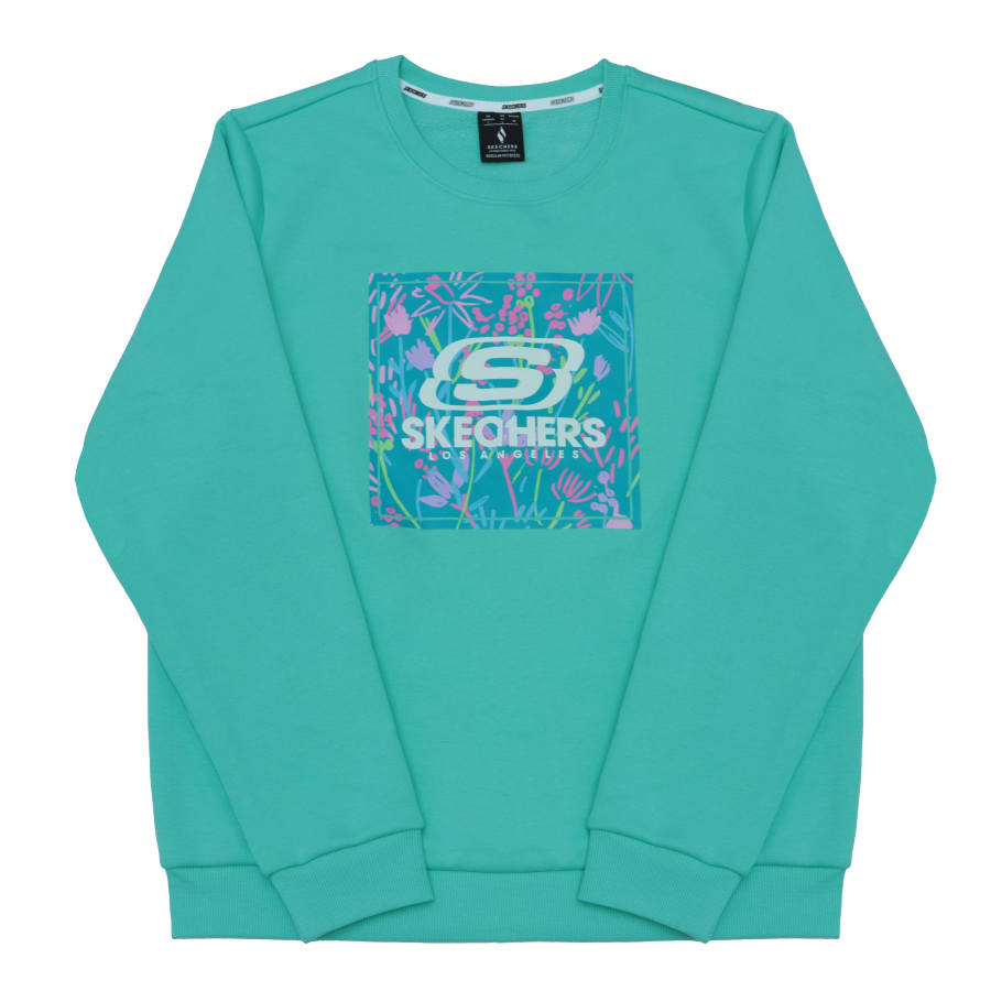 Skechers Trendy Brand Letter Logo Print Casual Fashion Comfortable Versatile Crew Neck Fleece Lined Thermal Sweatshirt
