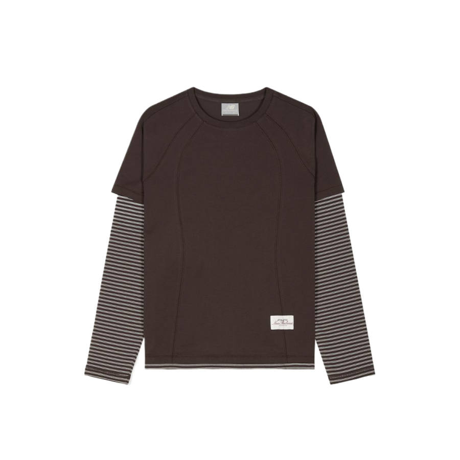 New Balance New Balance T Shirts Women's Tan Crew Neck Moderate Mock Two Piece