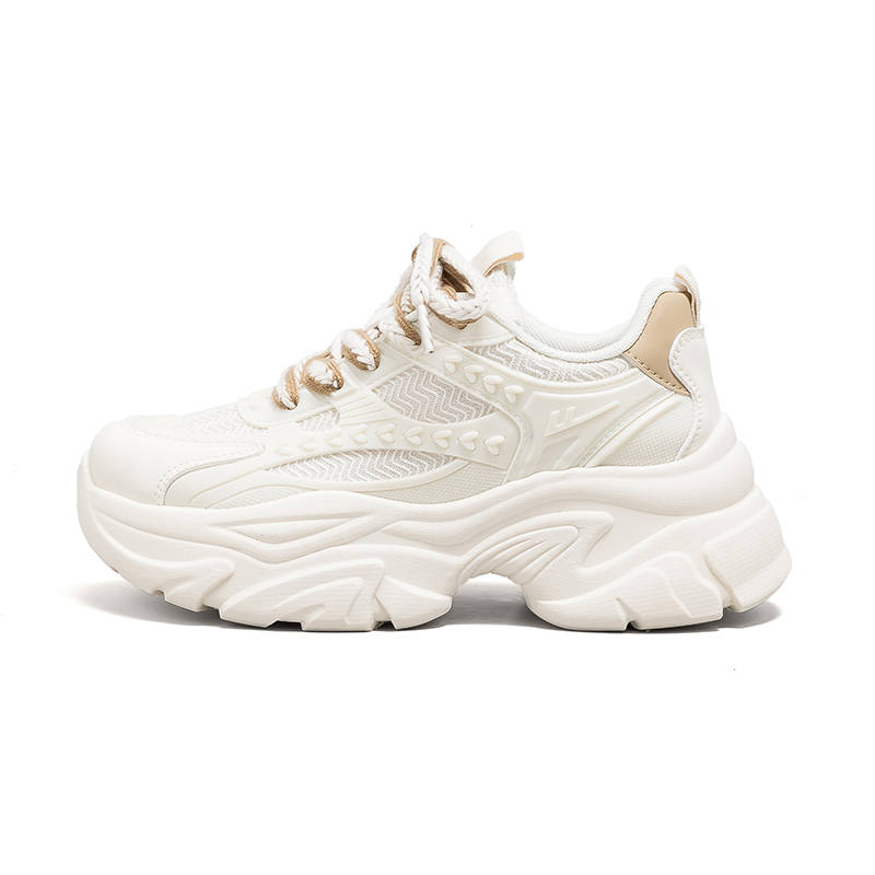 Warrior Height Increasing, Abrasion Resistant, Lightweight, And Breathable Low top Chunky Sneakers Women's Beige