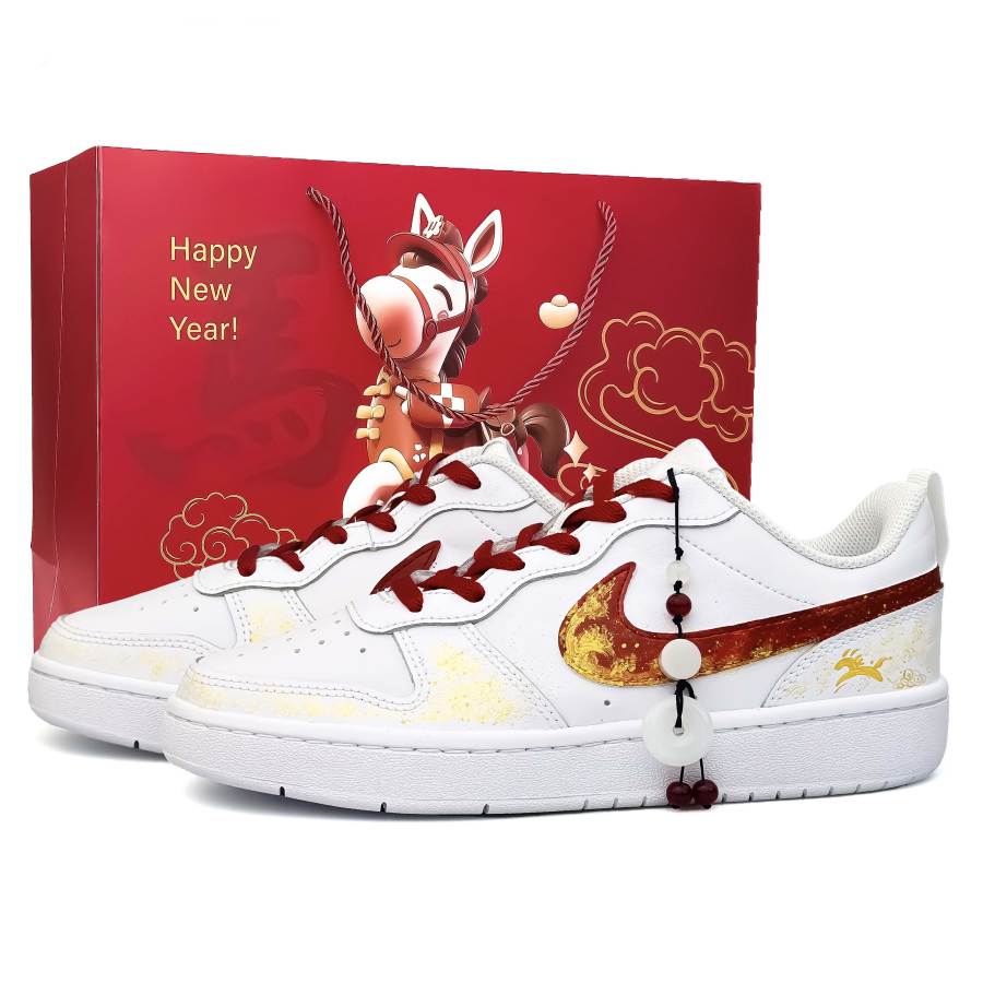Nike Nike Court Borough 2 Shopping Bag, Red Jade Frost Breathable And Slip Resistant Low top Kids' Skateboarding Shoes