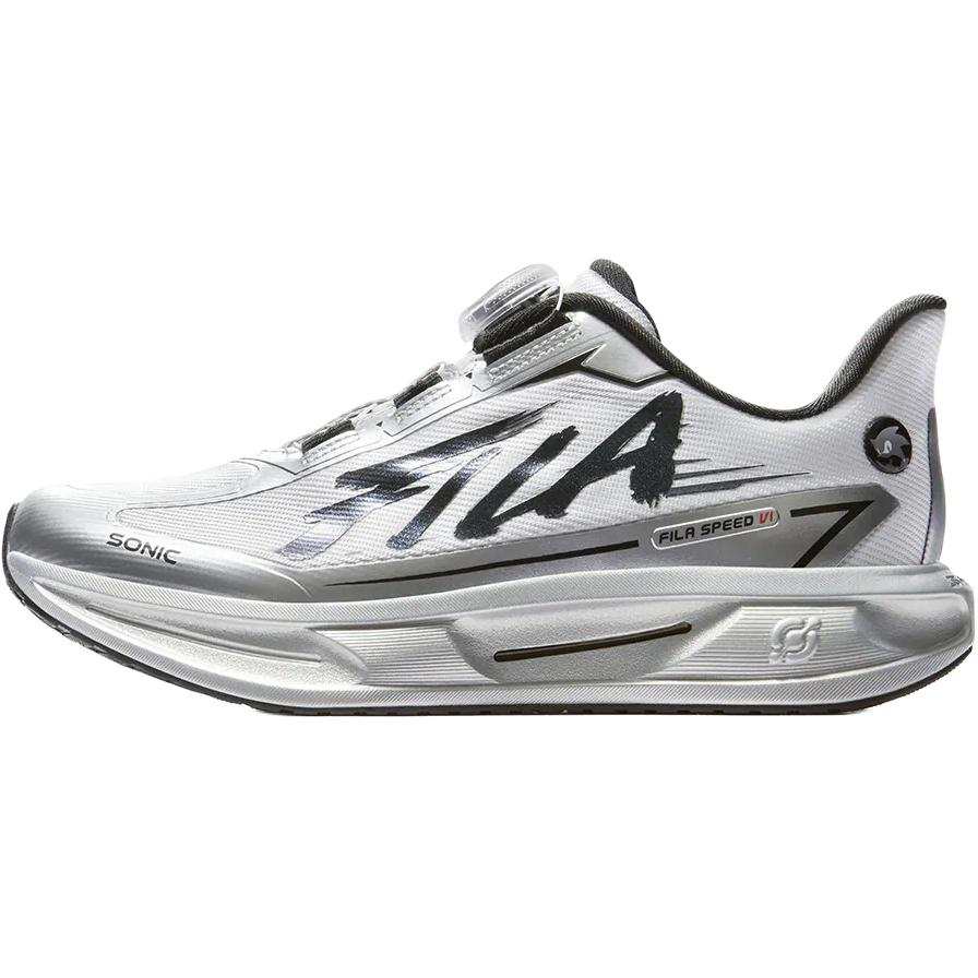 FILA KIDS SONIC x FILA KIDS SPEED 6 Slip Resistant Abrasion Resistant Low top Kids' Running Shoes Silver Black Teenagers
