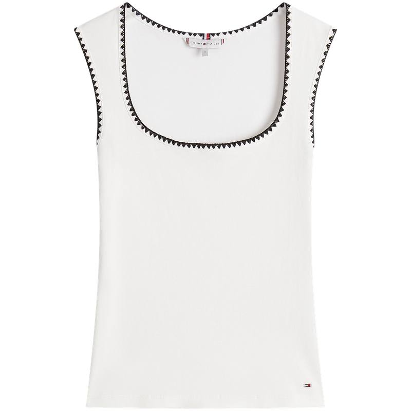 Tommy Hilfiger T Shirts Women's White YBL U Neck Moderate Other