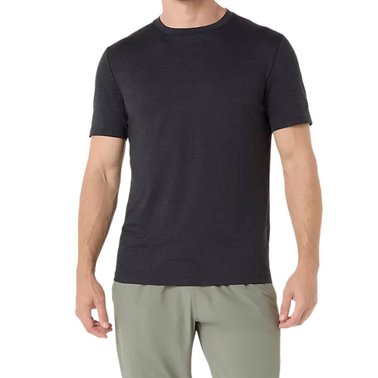 ASICS ASICS T Shirts Men's High Performance Black Heather Crew Neck Moderate