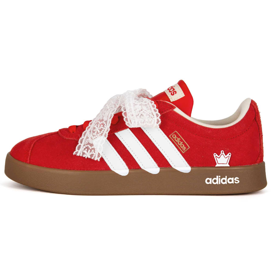 Adidas Adidas Vl Court Classic Coronation Heartbeat Abrasion Resistant Slip Resistant Low top Skateboard Shoes Unisex Red