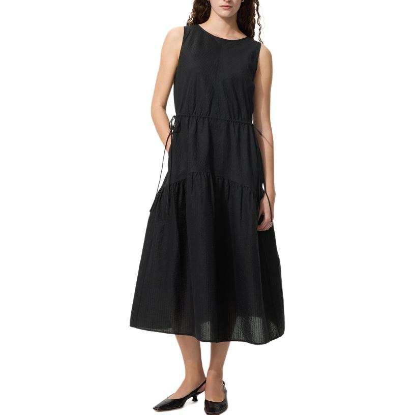 UNIQLO Two Piece Skirt Sets Women's Black Crew Neck Moderate Long Skirt