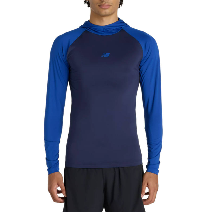 New Balance New Balance T Shirts Men's Marine Blue & Royal Blue Hooded Moderate