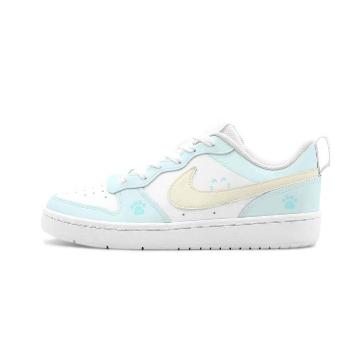 Nike Nike Court Borough 2 Mint Cream Leather Cushioning Abrasion Resistant Slip Resistant Low top Skateboard Shoes Blue