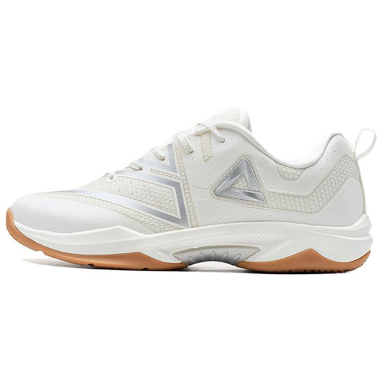 PEAK State Pole Cushioning Abrasion Resistant Cushioning, Wear Resistant Low top Badminton Shoes Men's Ivory