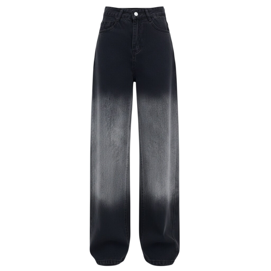 Sugarfunk Jeans Women's Black Gray Color Moderate Wide Leg Pants