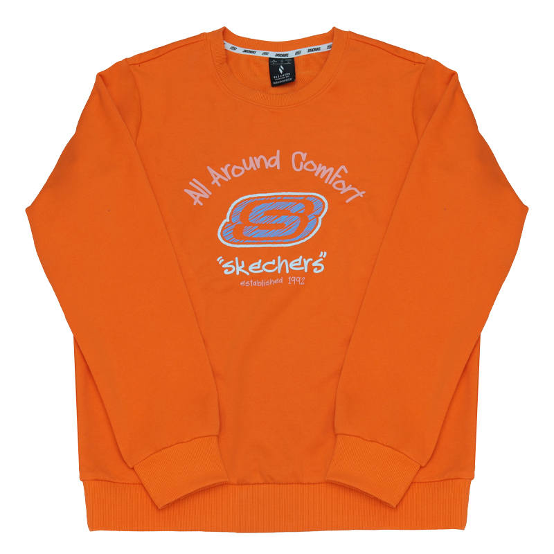 Skechers Sweatshirts Women's Carrot Orange Crew Neck Moderate Regular