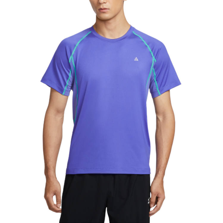Nike Nike ACG T Shirts Men's Persian Purple/Gray Cactus Green/Summit White Crew Neck Moderate Straight Fit