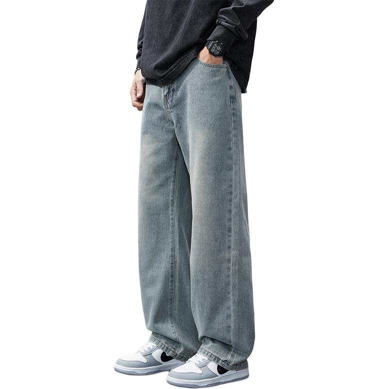 Tonlion Jeans Unisex Vintage Blue Moderate Straight Fit Pants