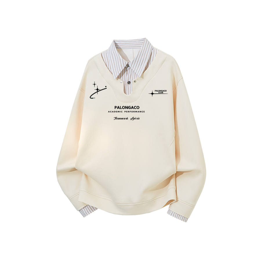 PAL ONGACO Sweatshirts Unisex Lapel Moderate Mock Two Piece
