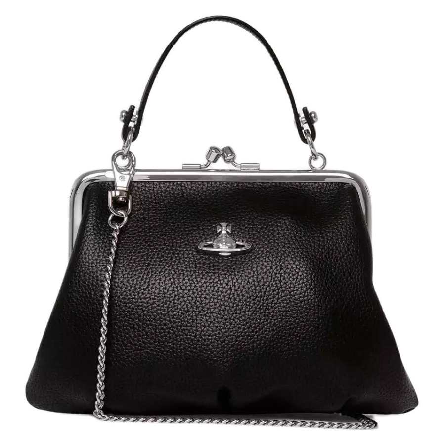 Vivienne Westwood Granny Frame Polyurethane Shoulder Bag, Crossbody Bag, Handbag Women's Black