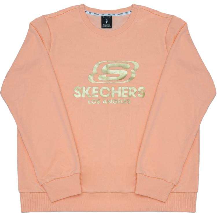 Skechers Sweatshirts Women's Orange Peach Pink Crew Neck Moderate