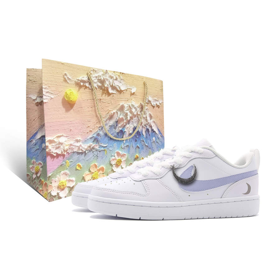 Nike Nike Court Borough Crescent Bay Bend Leather Abrasion Resistant Slip Resistant Low top Skateboard Shoes Women's Purple