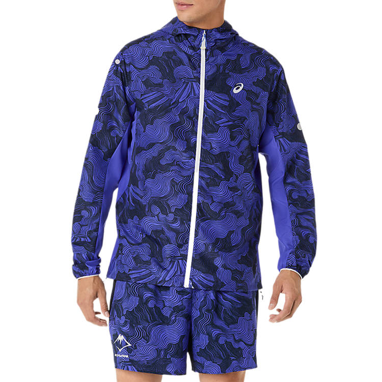 ASICS FUJITRAIL Jackets Men's Cobalt Blue/Indigo/Cream Hooded Moderate Other