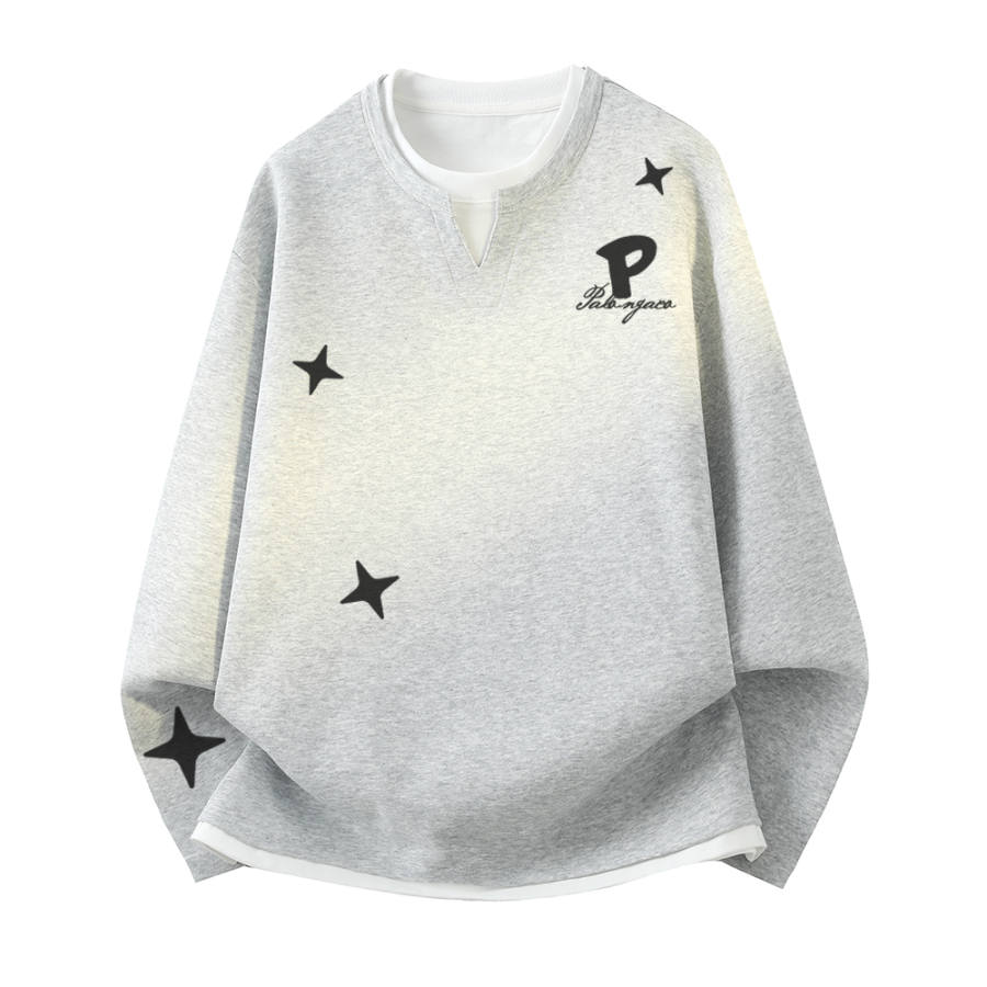 PAL ONGACO Sweatshirts Unisex Crew Neck Moderate Mock Two Piece