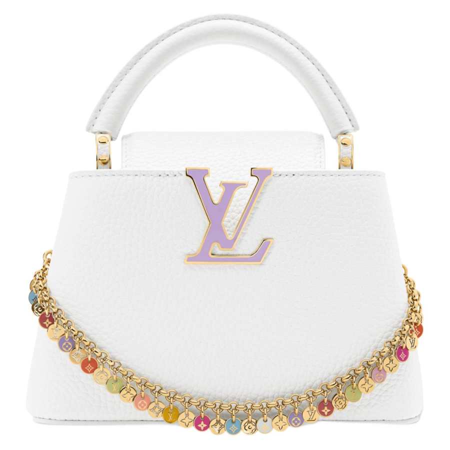 LOUIS VUITTON Capucines Cow Leather Handbag Mini Women's Snow