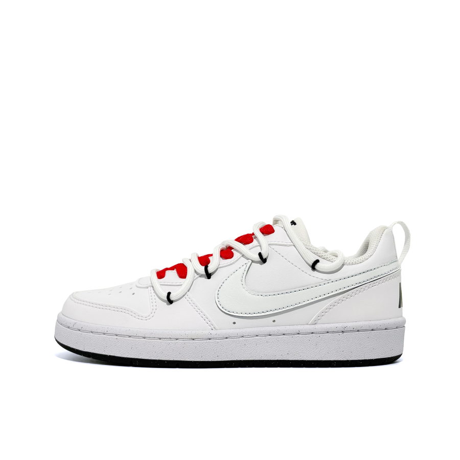 Nike Nike Court Borough Eye Catching Red Abrasion Resistant Skateboard Shoes White Teenagers