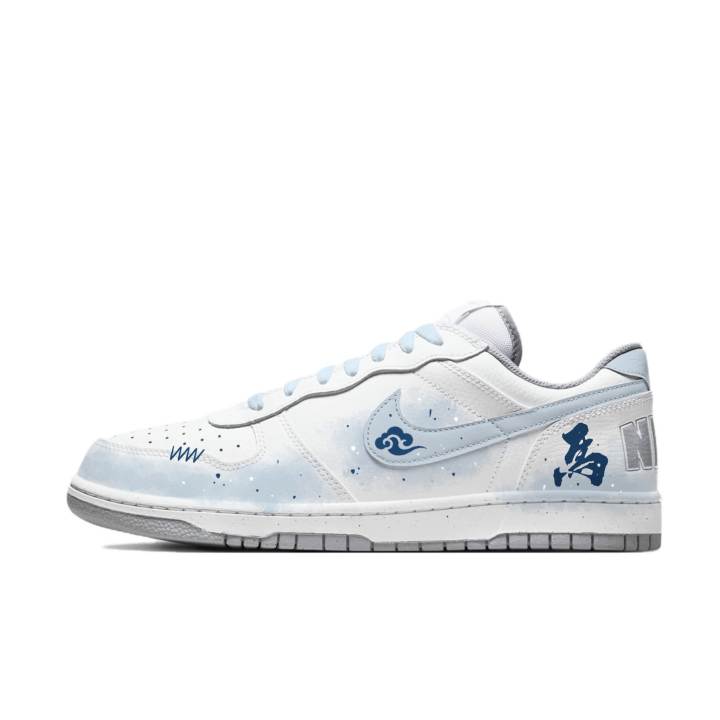 Nike Nike Big Horse Steps On Auspicious Clouds Abrasion Resistant Breathable Low top Skateboard Shoes Men's White Blue
