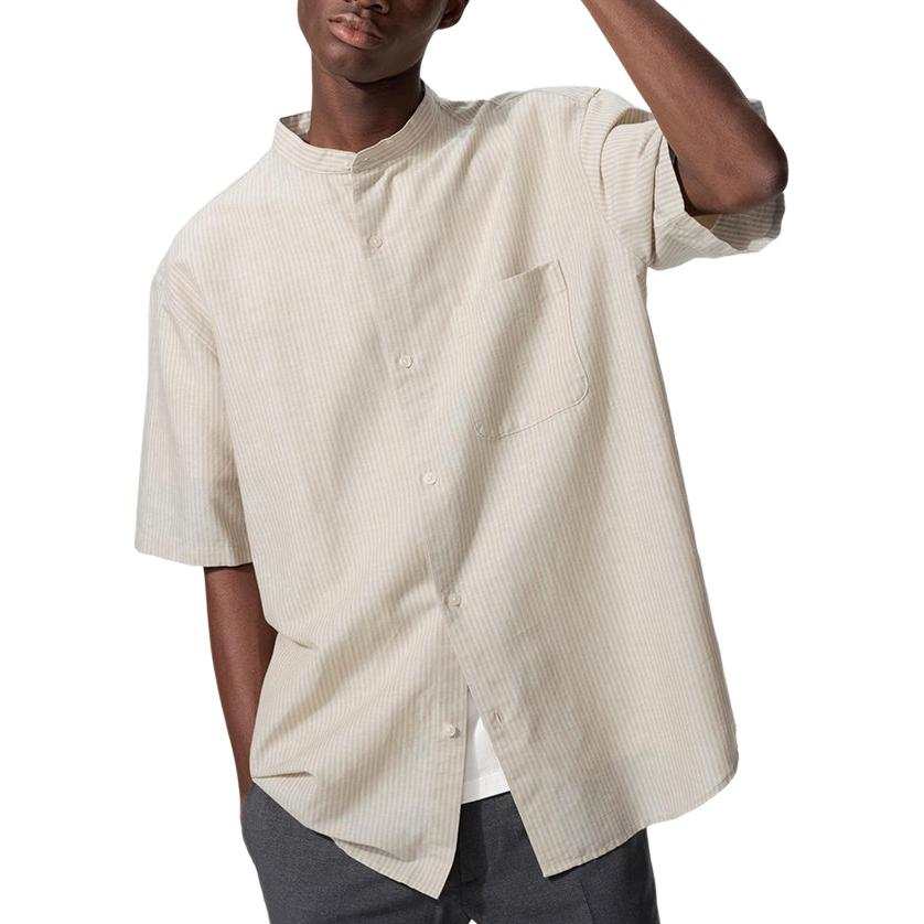 UNIQLO SS26 Shirts Men's Beige Stand Collar Moderate